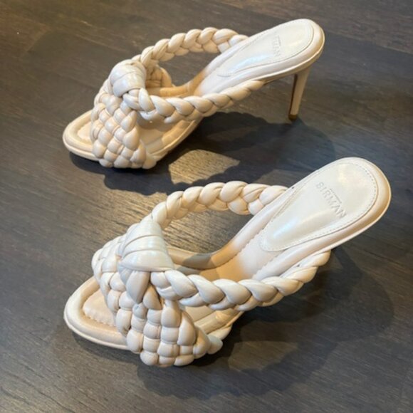 Alexandre Birman Carlotta Braided Leather Sandals Size 7-7.5 Eggshell (OffWhite) - Picture 2 of 6